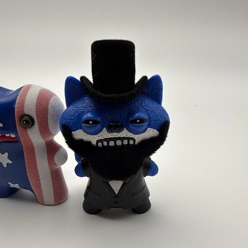 (4)Fuggler 250 Years USA Anniversary 2 Rare Flocked (Fuzzy) Figures